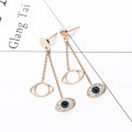 316L Stainless Fine Tassels Drop Evil Eye Earrings